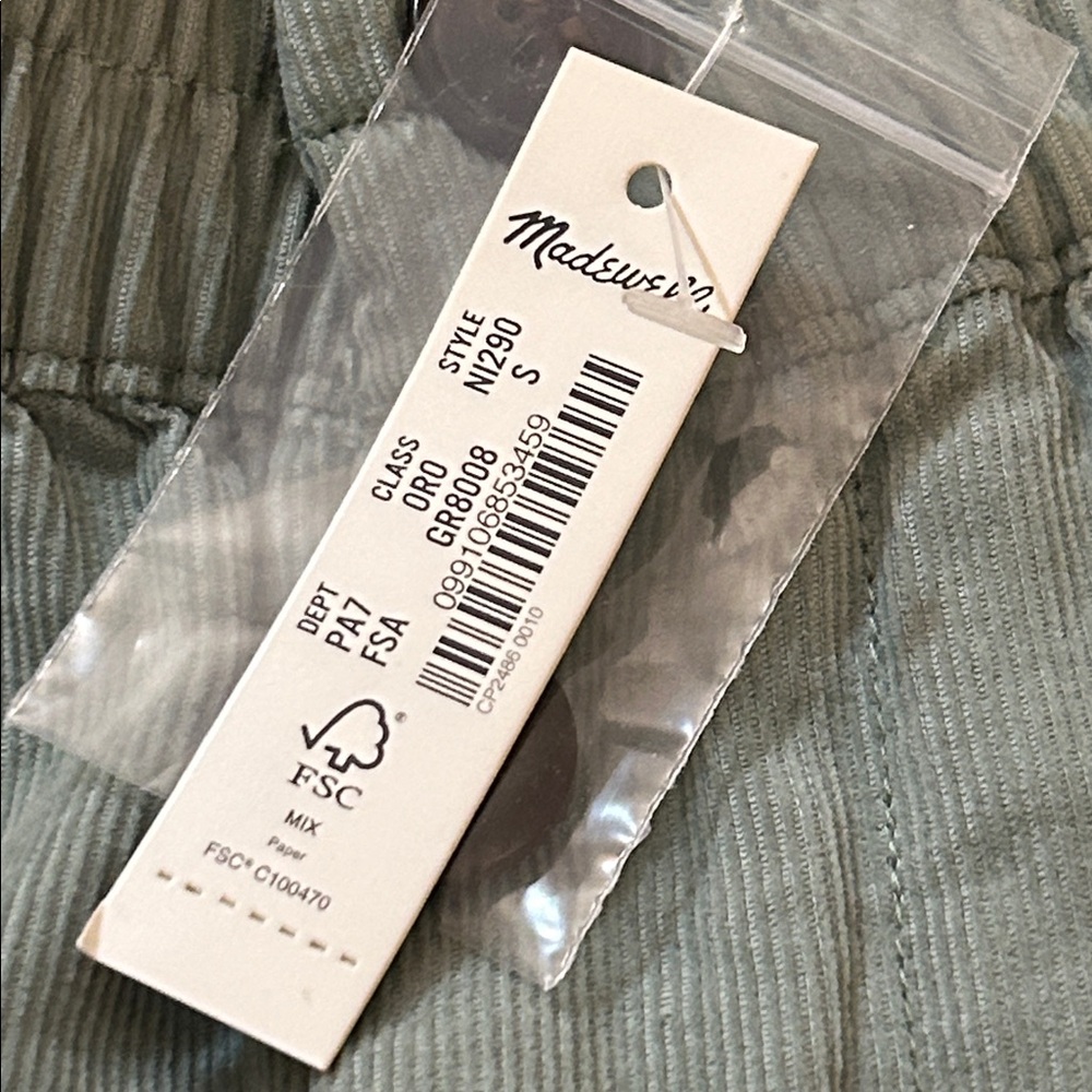 NWT Madewell Corduroy Pull-On Tapered Pants in Frosted Sage size Small - Picture 7 of 15